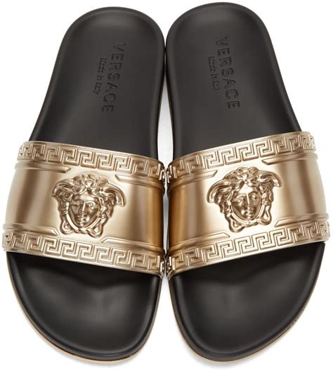 versace gold slides replica|versace la medusa leather slides.